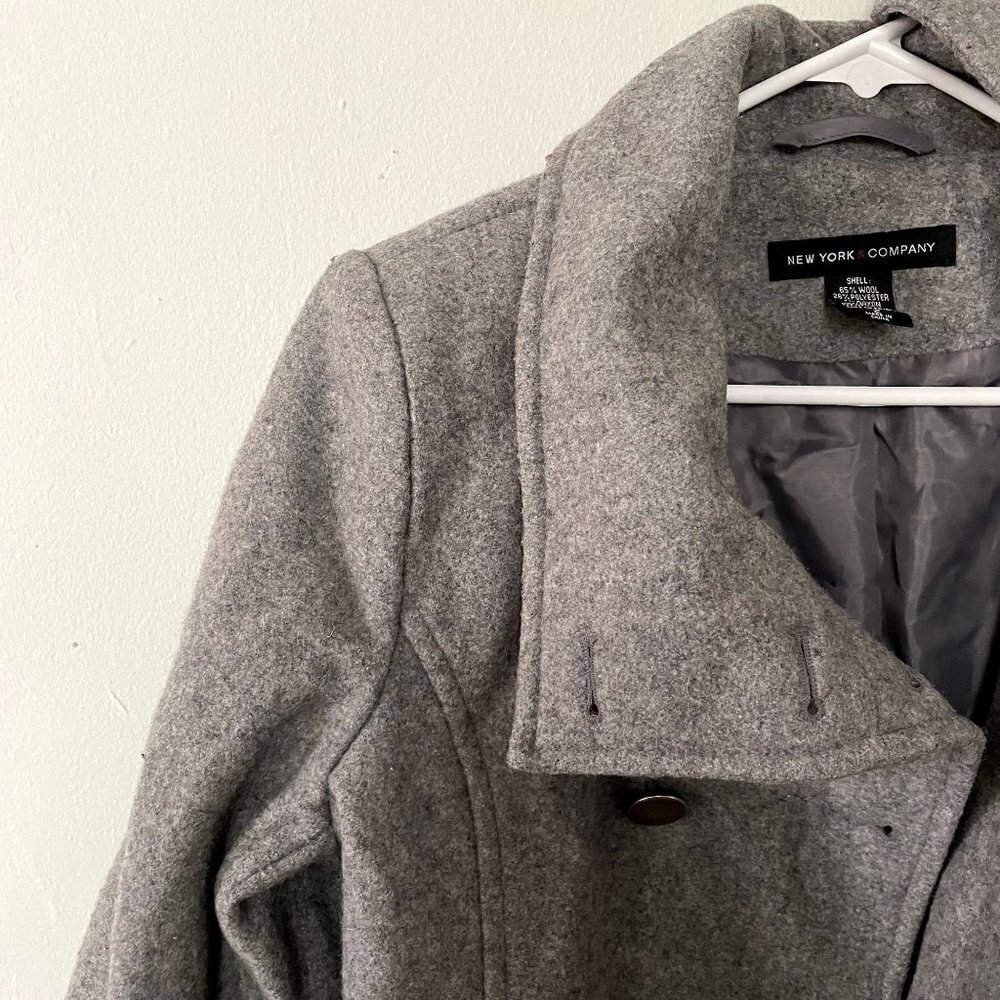 New York & Co gray peacoat comfortable warm winter fall style pockets double - Picture 2 of 7